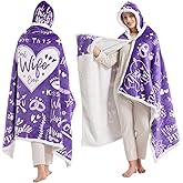 Best Wife Ever Wearable Blanket Hoodie, Valentines Day Gifts for Her Wife Women From Husband, Mothers Day Birthday Anniversary Day Gift Ideas, Throw Blanket for Women Shawl Wraps Poncho Robe, Violet