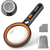 Magnifying Glass with 30 LED Lights, 10X 20X 45X Handheld Illuminated Lighted Magnifier with 1UV Light for Seniors Reading, I