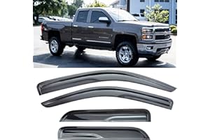 TONOYTIM Window Visors Rain Guards for Chevy Silverado/GMC Sierra 1500 2500HD 3500HD Double/Extended Cab 2014-2018,Side Wind Deflectors Vent Guard Shade Sun Smoke 94528, 4-Pieces Set