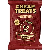Cheap Treats Sour Bites - Cranberry Chaos, Sour Fruit Candy, 20 Packs | Real Fruit Snacks, Vegan, Gluten Free, No Artificial Dyes