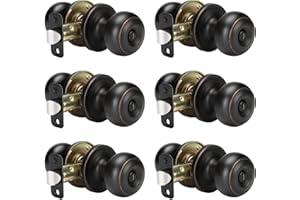 Haidms Oil Rubbed Bronze Door Knobs Interior, 6 Packs Privacy Door Knob Stainless Steel Door Knob for Bathroom, Bedroom, Door Lock Sets