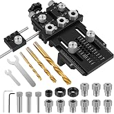 HAOF Dowel Jig Kit for Perfect Wood Joints, Self Centering Doweling Jig with 1/4 3/8 1/2 Drill Bushings &amp; Bits, Woodworking Hole Drilling Guide for Cabinet Furniture DIY