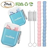 Houselog Reusable Straws,Large Silicone Foldable Straw Collapsible Flexible Tube