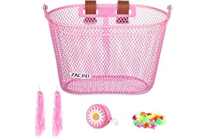Zacro Kids Bike Basket, Upgraded Bicycle Baskets for Boys and Girls, Toddler Bike Basket with Bike Bell, Bike Streamers Decoration Accessories Set, Children's Bike Basket Fit for Kids Bike Scooter