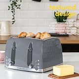 Russell Hobbs Honeycomb 4 Slice Toaster Grey Textured 1500W 6 Browning view 3