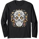 Dia De Los Muertos Costume Womens Day Of Dead Sugar Skull Long Sleeve T-Shirt