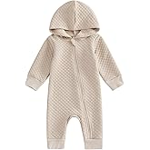 BemeyourBBs Newborn Baby Boy Girl Fall Winter Clothes Zipper Hooded Romper Cute Long Sleeve Jumpsuit Warm One Piece Outfit