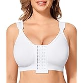 LANCS Women's Front Closure Compression Bra – Post-Surgery Mastectomy Support with Adjustable Straps & Wireless Comfort
