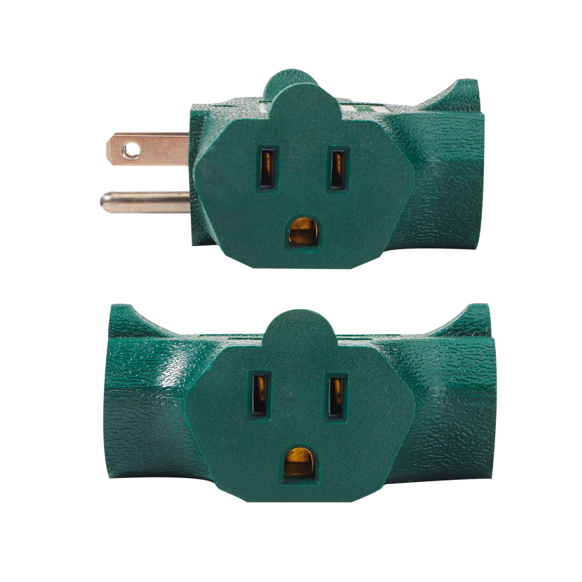Leopardprintfans Heavy Duty 3 Outlet Adapter, Grounded Multi Outlet Adaptor Wall Plug, Green (Pack of 3)