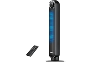DREO 28dB Tower Fan for Bedroom, 25ft/s Velocity Portable Cooling Fan, 90° Oscillating Standing Fans for Home, LED Display, 4
