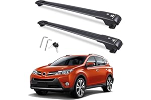 Autekcomma 260lb Loading Weight Heavy Duty Roof Rack CrossBars Replacement for 2013-2018 Toyota RAV4,Anti-Corrosion,Aluminum Black Matte with Anti-Theft Locks (ONLY FIT Original Side Rail)