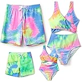 PATPAT Family Matching Swimsuits Swimwear: Mommy and Me Striped Spliced One-Piece Matching Swimsuits Set