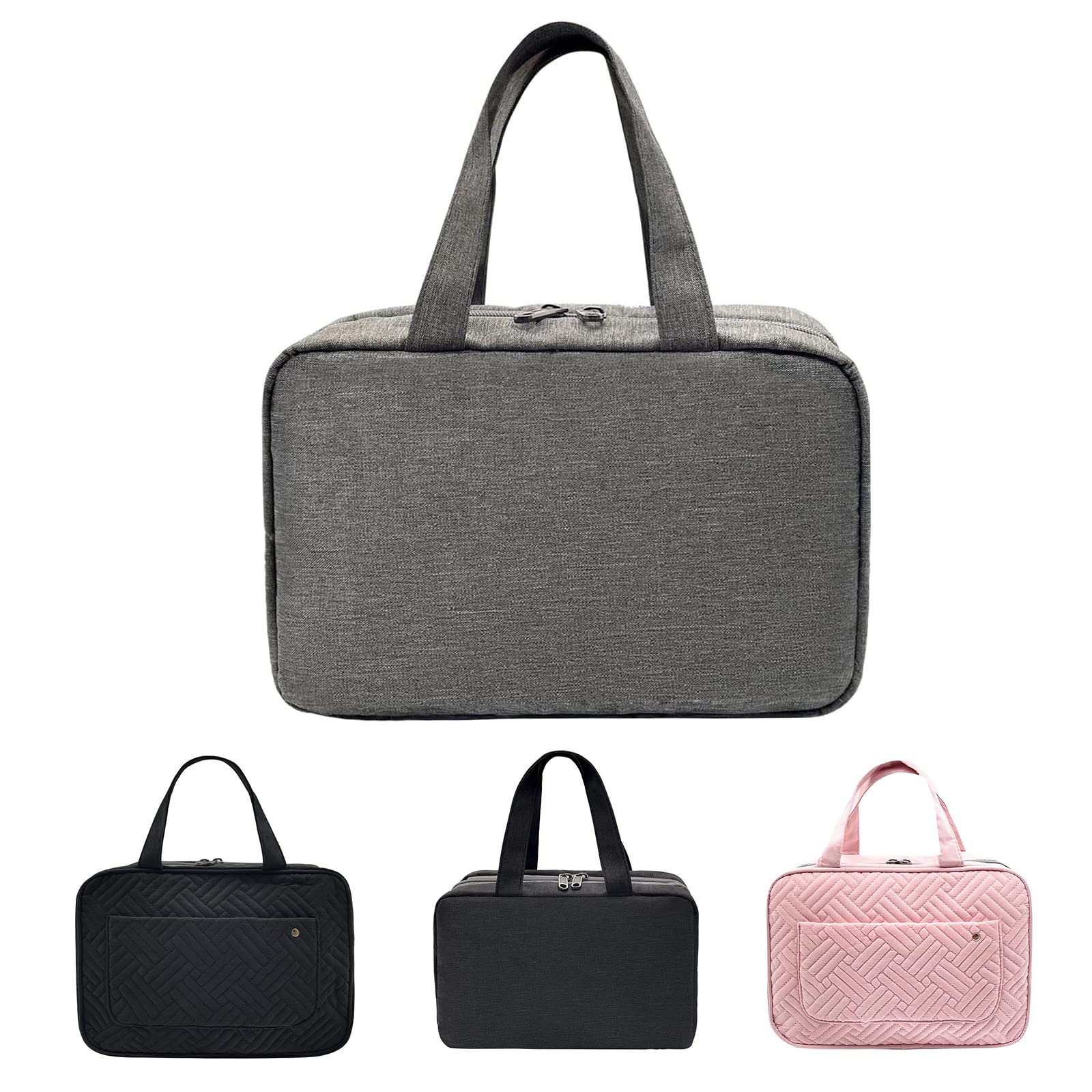 Consmos Hanging Toiletry Bag, Travel Large Wash Bag for Full Sized Container, Cosmetic Bag for Women Girls Kids, Ladies Gifts,Mum Gifts,Birthday Valentines Gifts for Her（Greyish）