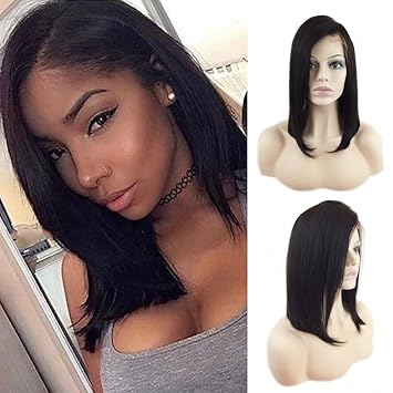 Amazon Com Bob Human Hair Lace Front Wigs Straight Short Lace