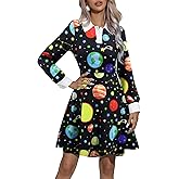 Laqeyko Women Long Sleeve Peter Pan Collar Fit and Flare A Line Skater Halloween Dress School Costume