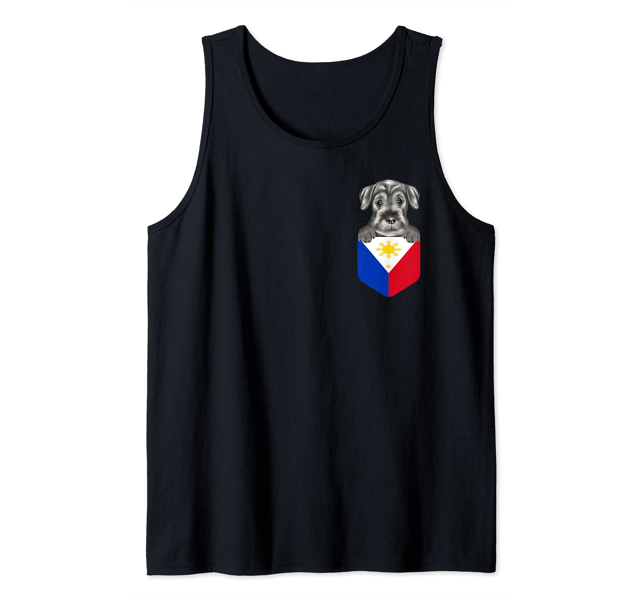 Philippines Flag Standard Schnauzer Dog In Pocket Tank Top