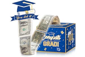 Sawowkuya 2024 Graduation Gift Money Cash Pull Box for Class of 2024 Graduation Party Supplies (Blue Gold)