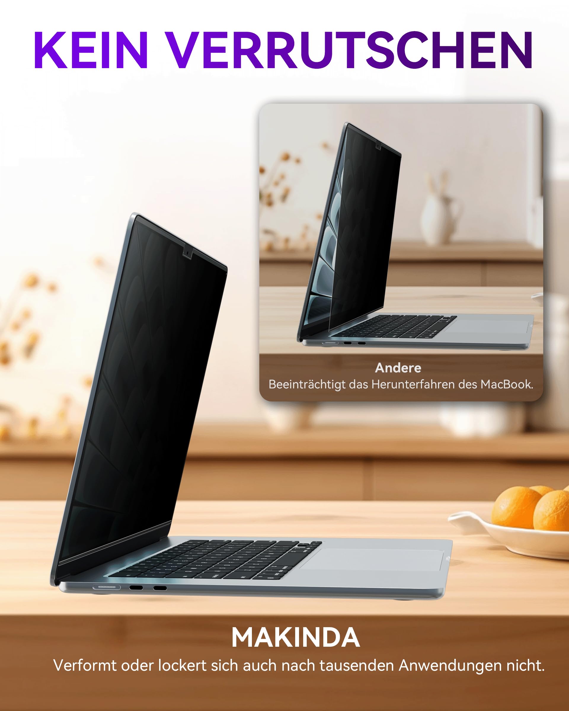Magnetic Privacy Filter for Apple MacBook Pro 13 Inch (2016-2022, M1, M2) & MacBook Air 13 (2018-2021, M1), Privacy Filter Removable Anti Glare Blue Light Privacy Screen Protector Mac Privacy Screen
