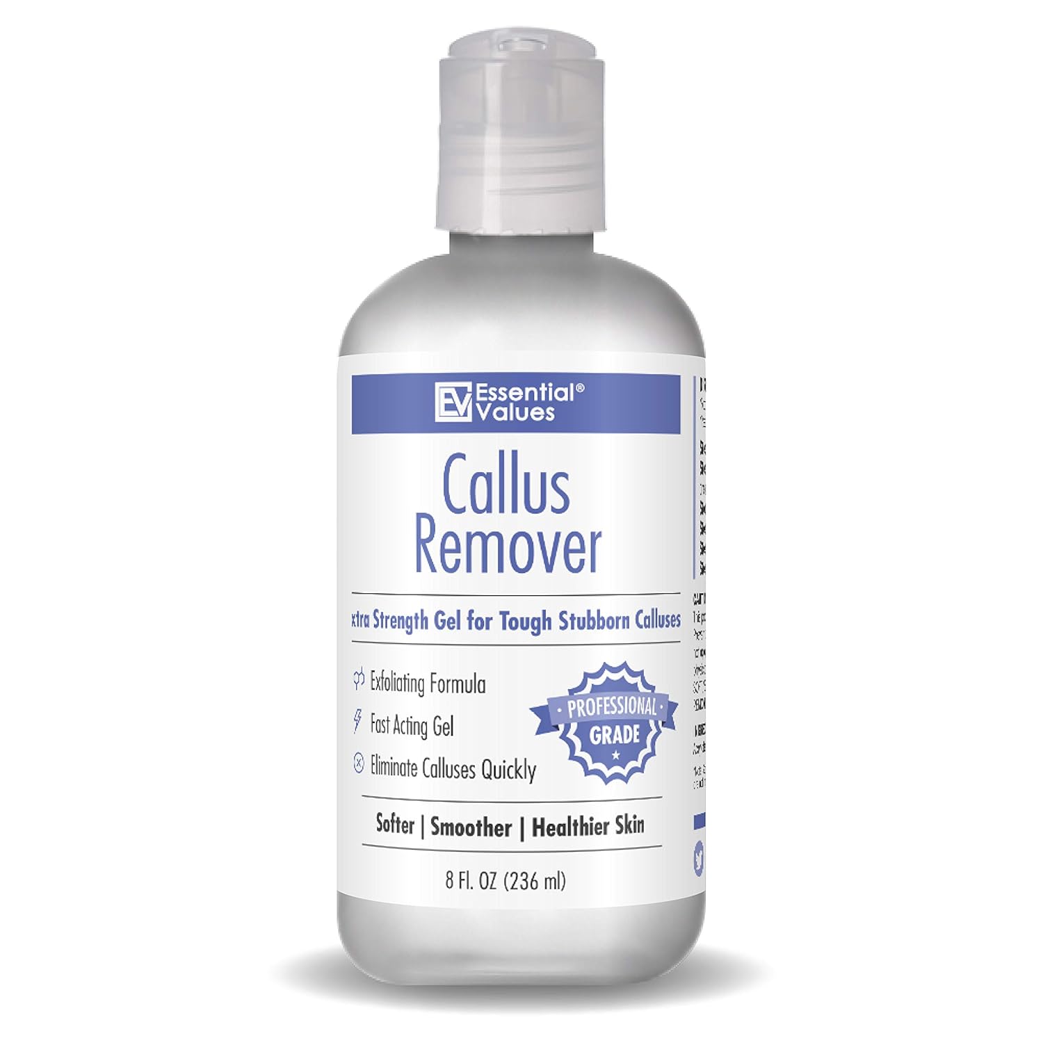 Essential Values Callus Gel Remover (8 OZ), Best For Use With Foot File, Pumice Stone, & Foot Scrubber– Fast Acting Formula with Eucamint Fragrance – Made in USA: Beauty
