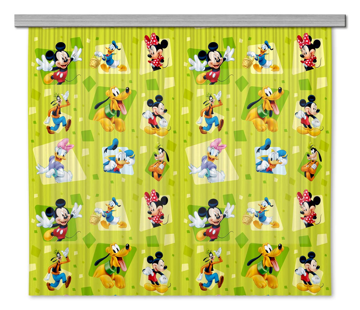 Disney AG Design Mickey Mouse Kids Curtains 3D Photo Print - Parts FCSXL 4365, Multi-Colour, 180 x 160 cm/71 x 63-Inch