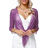 Aiboria Womens 3/4 Sleeve Shrug Sheer Mesh Bolero Tie Front Cropped Cardigan S-XXL