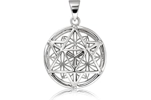 W | S WITHLOVE SILVER WithLoveSilver 925 Sterling Silver Celtic Knot Round Merkabah Metatron Flower of Life Pendant