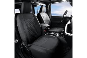 GIANT PANDA Jeep Wrangler 4 Door JL 2018-2026 Full Set Car Seat Covers for Sahara Sport Rubicon Unlimited Willys Without Rear Cup Holder, Customized Faux Leather - (Black)