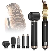 AVENHO 5 in 1 Hair Styler & Hot Air Brush - Air Curling Wrap with Low-Speed Negative Ion Technology, Hair Dryer Brush for Drying, Curling, Straightening & Styling, Hair Styling Tools at Home (Black)
