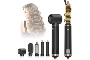 AVENHO 5 in 1 Hot Air Brush - Blow Dryer Brush & Air Curling Wrap Styler with Negative Ion Technology, Hair Dryer Brush for Drying, Curling, Straightening & Styling, Holiday Gift for Women (Black)