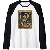Cottagecore Skeleton Aesthetic Tarot Card The Reader Graphic Raglan Baseball Tee