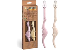 ANPEI ROARex Vegan Eco Friendly Kids Toothbrush Natural Dinosaurs Made from Plants | 100% Biodegradable and Compostable | 1% for The Planet Product