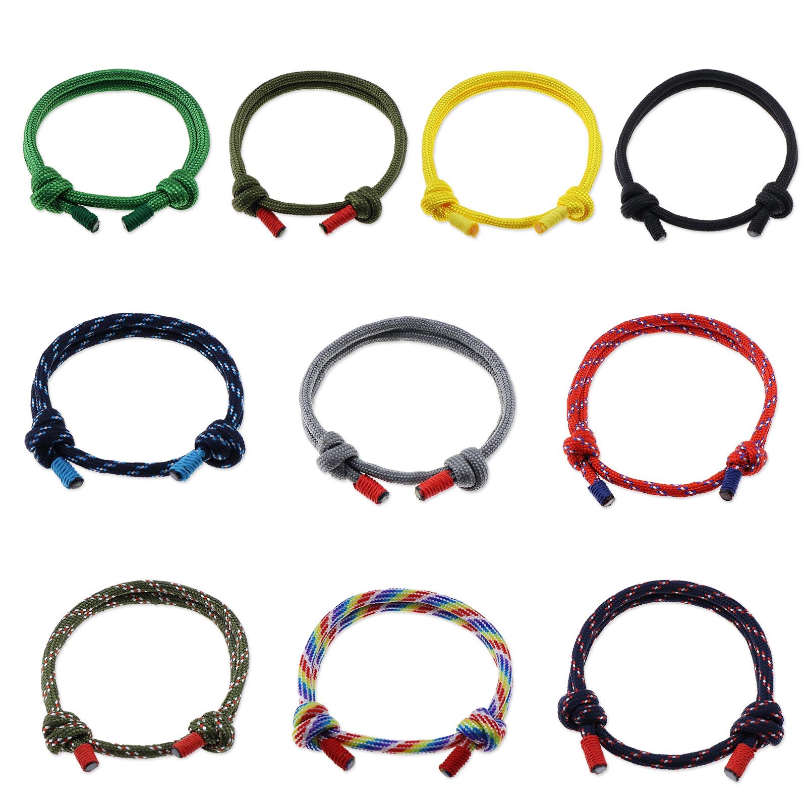 OTOTEC 10pcs Nautical Braided Rope String Surfer Bracelets Set Assorted Handmade Adjustable Unisex