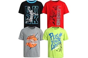 Pro Athlete Boys T Shirts - 4 Pack Performance Athletic Shirts for Boys - Crewneck Short Sleeve Graphic Tees (Size: 5-16)