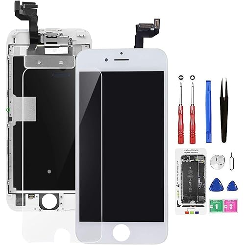 for iPhone 6S Screen Replacement White, Drscreen LCD Touch Digitizer Complete Display for A1633, A1688, A1700,with Proximity Sensor Ear Speaker Front Camera Screen Protector + Repair Tool
