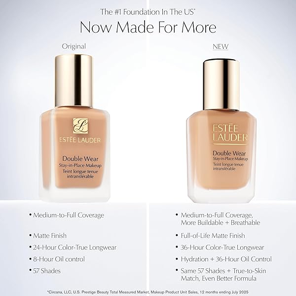 ESTÉE LAUDER DOUBLE WEAR STAY-IN-PLACE 24-HOUR LONG-WEAR MATTE FOUNDATION MAKEUP | ORIGINAL FORMULA 1 FL OZ, 3N1 IVORY BEIGE