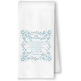 YRDBGHZDF Blue Floral Christian Blessing Kitchen Towels, Numbers 6:24-26 Bible Verse Dish Tea Towels, Christian Gifts for Women Faith Decorative Hand Towel for Bathroom Kitchen, 16x24 Inch