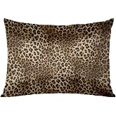 Cheetah Satin Silk Pillowcase for Hair and Skin Pillow Cases Standard Size | Leopard Print Soft Silk Pillow Case with Envelope Closure Print Satin Cooling Pillow Covers for Women Men (20x26)
