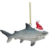 Shark Ornament - Shark with Santa Hat Christmas Ornament Decoration 4.5"