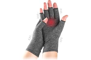 TFUSOM Arthritis Gloves for Women for Pain, Men and Women Fingerless Compression Wrap for Hand Pain and Osteoarthritis Compression Gloves,L,Grey