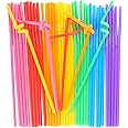 HANSGO Disposable Colorful Drinking Straws, 13inch Extra Long Flexible Straws for Party Decorations, 7 Colors, 100PCS
