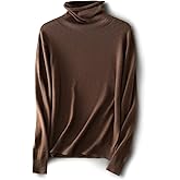 Ciovkis Women's Merino Wool Blend Sweater Fall Winter Turtleneck Long Sleeve First-Line Ready to Wear Seamless Knit Sweater