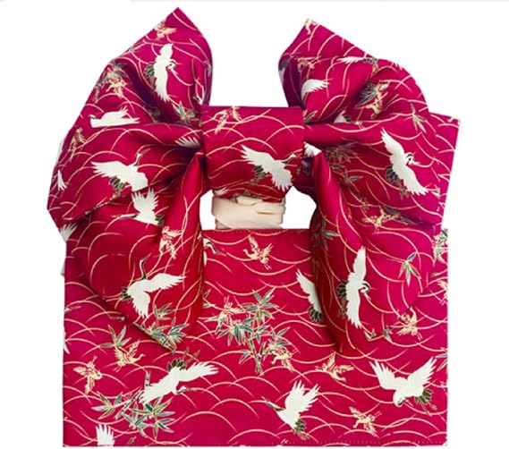 Amazon Sovoak 作り帯 結び帯 浴衣帯 ワンタッチ 簡単作り帯 着物 着付け用 レッド クレーン 帯 通販