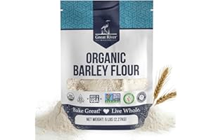 GREAT RIVER ORGANIC MILLING Great River Milling Organic Barley Flour | Unbleached, Unbromated, Non-GMO, Kosher | High Fiber, Nutty Flavor Perfect for Breads, Pancakes, & More | 5 Lb