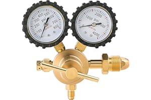 DASBET Nitrogen Gas Regulator with Double Gauges 0-800 PSI Delivery Pressure Range, 1/4" Male Outlet Connection and CGA580 In