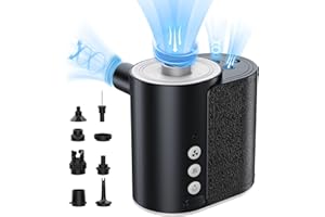 DSKAOO Portable Paddle Board Pump, 4000mAh Electric SUP Air Pump, Low & High Pressure, Max 20PSI, Pump for Inflatables with LED Light, 8 Nozzles for SUP, Inflatable Boat