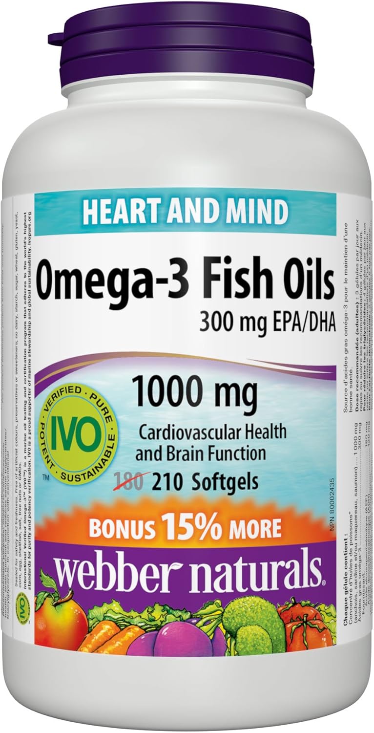 Webber Naturals Omega3 Salmon and Fish Oil Softgel, 300mg Amazon.ca