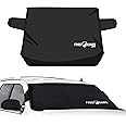 FrostGuard Plus Winter Windshield Cover with Built-in Security Panels and Wiper Blade Coverage + Mirror Covers - Weather Resistant; Protects from Snow, Ice and Frost (Black, XL)