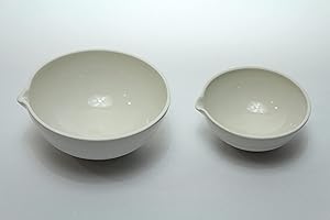 Evaporating Dish Set, Glazed Porcelain, 75 & 150 ml (one of Each), Set of 2