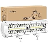 Nilight Marine LED Light Bar Navigation Lights 12 Inch White Spot Flood Combo Ponton Boat Deck Dock Lighting for Night Fishin