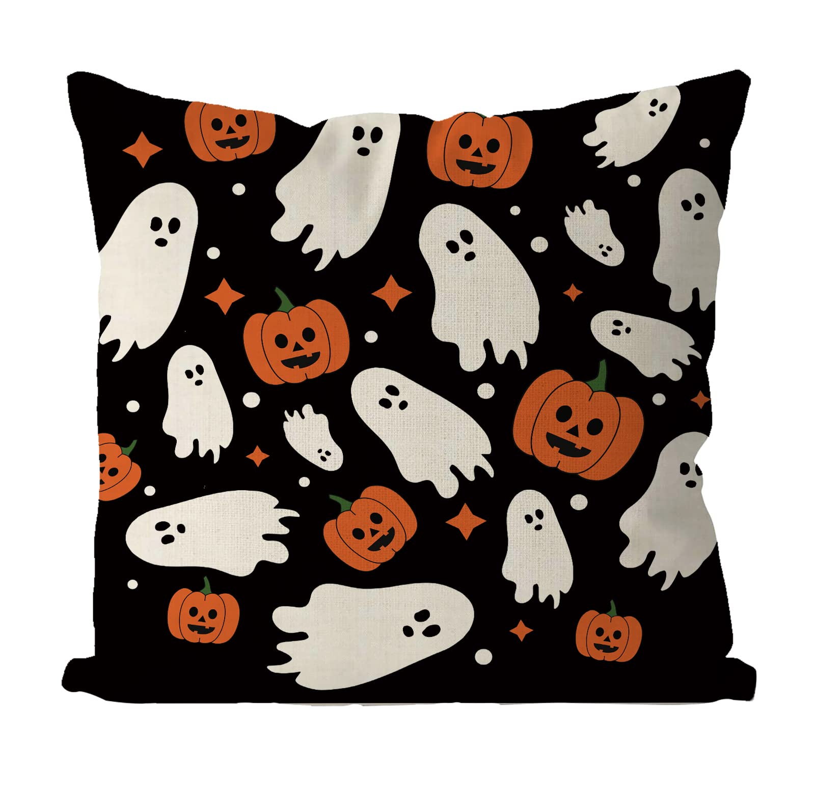 Photo 1 of Halloween Pillow Covers 20x20 Inch Ghost Pumpkins Linen Pillowcase Holiday Farmhouse Throw Pillows Indoor Outdoor Couch Cushion Case for Home Sofa Decor